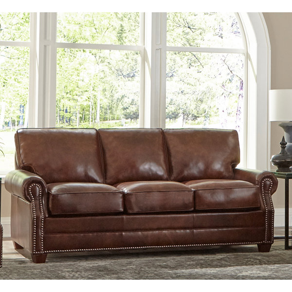 Burgundy leather sleeper deals sofa